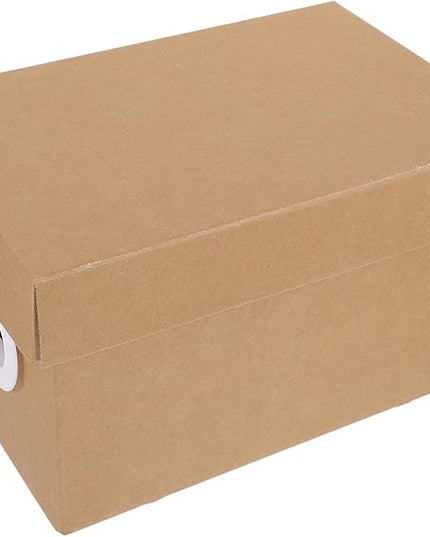 Kraft Paper Storage Box with Lid 1Pcs Thickened Desktop Organizer Box Portable File Holder Document Storage Container for Office and Home Use