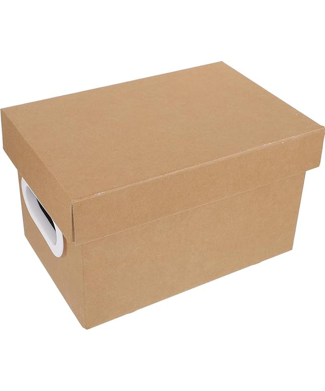 Kraft Paper Storage Box with Lid 1Pcs Thickened Desktop Organizer Box Portable File Holder Document Storage Container for Office and Home Use