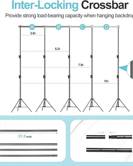EMART Heavy Duty Background Stand, 9.2 x 10ft Adjustable Backdrop Support System Kit with Carry Bag for Photography