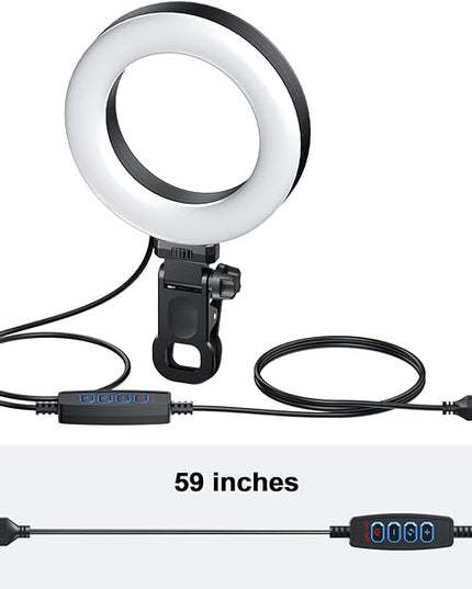 Ring Light Clip on Laptop Monitor, Webcam Light 10 Brightness Level Video Conference Lighting for Remote Working/Zoom Calls/Self Broadcasting/Live Streaming/Video Recording/TikTok