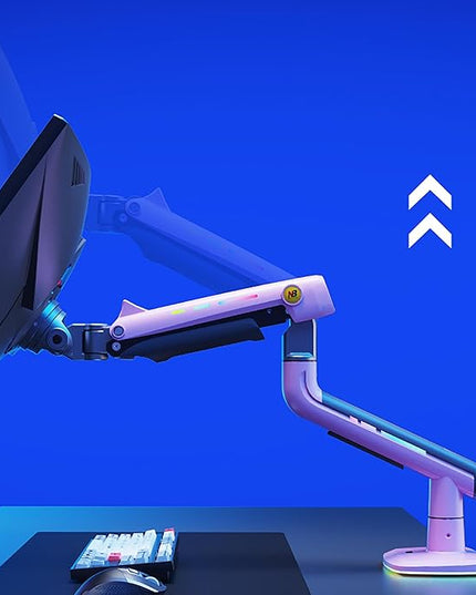 NB Gaming Monitor Arm or for 32 to 60 Inches Screen, Load up to 20 kg, VESA 75/100, RGB-Light, Heavy Duty, Multi Angle Adjustable, Premium Aluminum, Pink