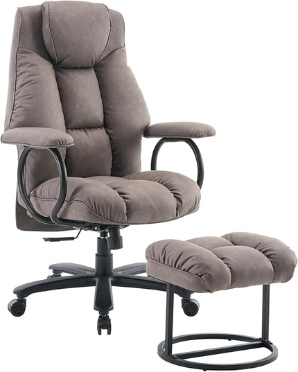 Office Chair Big and Tall, High Back Ergonomic Office Chair with Padded Armrest, 400 lbs,PU Leather (Grey)