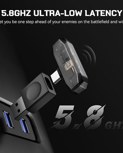 EKSA E900X 5.8G Wireless Gaming Headset with Micphone for PC PS4, PS5, Computer, Laptop - Dual Mic ENC Call Noise Cancelling Headphones - 7.1 Srround Sound - Over Ear Headphones for TV, Music, Meeting