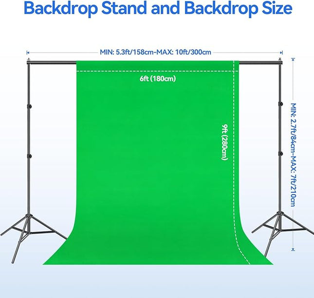 EMART 7 x 10ft Green Screen Backdrop Kit with Tripod Stand, Photography Background Support System with 6 x9ft 100% Cotton Muslin Chromakey Backdrop for Photo Studio, Video Shooting, Live Streaming