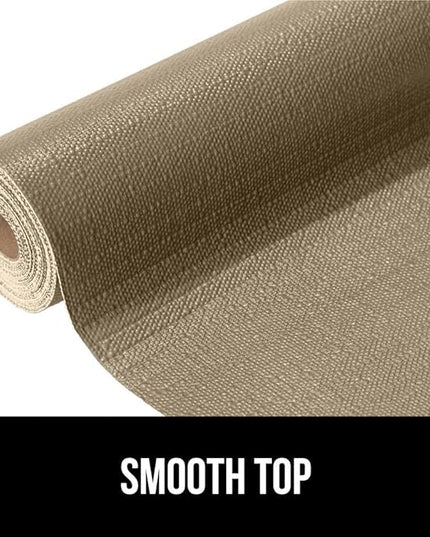 GORILLA GRIP DripGuard Shelf Liner, Non Adhesive Drawer and Kitchen Cabinet Protector, Slip Resistant BPA Free Smooth Surface Plastic Liners for Cabinets, Bathrooms, Closets, 17.5x240 Inch, Beige