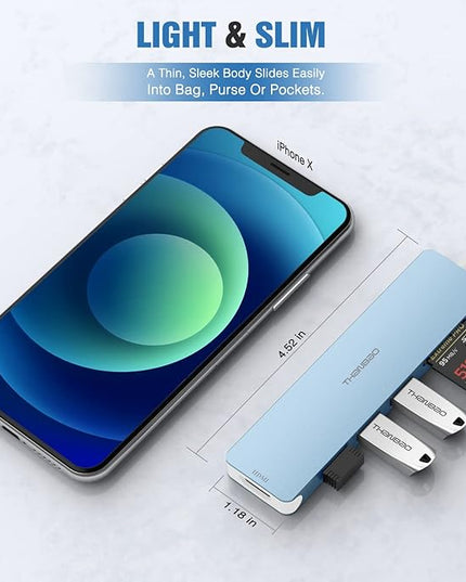 USB C Hub Multiport Adapter, 7 in 1 Portable Dongle with 4K HDMI Output, 3 USB 3.0 Ports, SD/TF Card Reader Compatible for MacBook Pro, XPS, and More