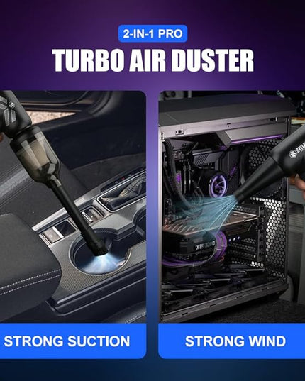 Compressed Air Duster - Barber Blower, Electric Duster, 3 Gear Mini Portable Jet Dry Air Blower, Cordless Vacuum Cleaner, for PC, Office,Salon, Fan, Laptop, Keyboard, Car (Black)