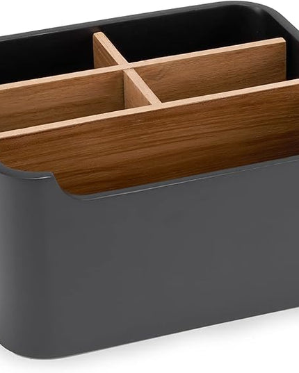 SZYRL Stylish Desk Organizers and Remote Control Holders in Black, Pen Phone Holder Organizer, Multi-Purpose Caddy Storage Accessories for Office Desktop Coffee Table Bedside Nightstand