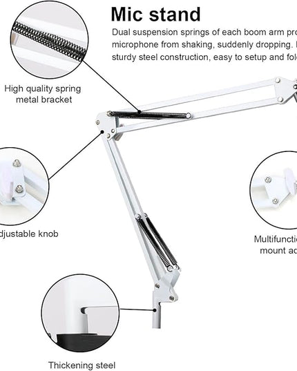 YOUSHARES Razer Seiren X Boom Arm with Pop Filter - White Boom Arm for Razer Seiren X Streaming Microphone, White Mic Arm Microhone Stand (White)