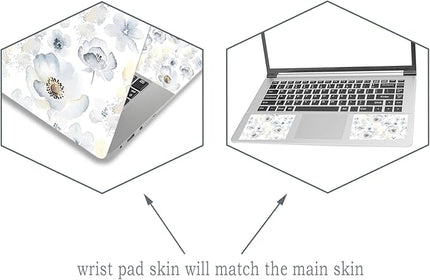 Laptop Skin Sticker Decal,12" 13" 13.3" 14" 15" 15.4" 15.6 inch Laptop Vinyl Skin Sticker Cover Art Protector Notebook PC (2 Wrist Pad Skins Included), Waterproof Removable, White Watercolour