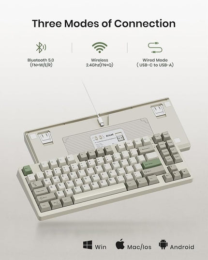 Wireless Mechanical Keyboard,Gasket Mounted with Creamy Sound,Bluetooth/2.4GHz/USB-C,Custom Hot Swappable,RGB Backlit,75% Compact Layout for Gaming/Typing/Win/Mac/PC (Industrial Gray,Linear Switch)