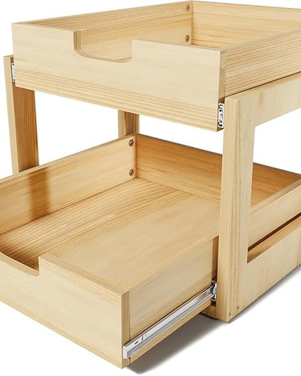 Gsskny Pull Out Cabinet Organizer, 20''W×21''D Sliding Drawers for Cabinets, 2 Tier Soft Close Slide Out Wooden Pull out Drawers, Base Cabinet Organization for Kitchen, Pantry