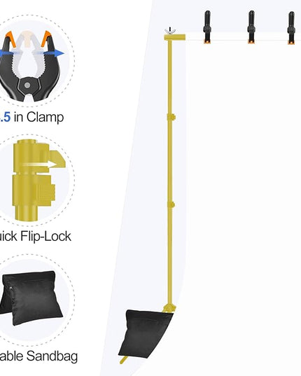 EMART Backdrop Stand 10x8.5ft(WxH) Photo Studio Adjustable Background Stand Support kit with 2 Crossbars, 8 Clamps, 2 Sandbags and Carry Bag for Parties, Events Decoration, Wedding -Titanium Gold