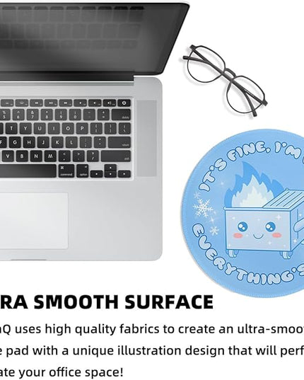 Light Blue Dumpster Round Mouse Pad 8.6 x 8.6 Inch, Cute Funny Mousepad for Laptop Gaming, Stitched Edge Non-Slip Rubber Base, Home Office Decor Desk Accessories