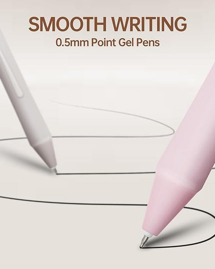 Aisibeiger 0.5mm Gel Pens Black Ink Pen Gel Retractable Pens for Smooth Writing Office Supplies (12-count)