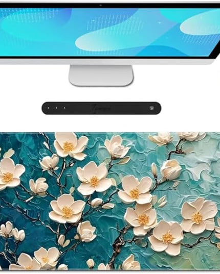 Galdas Gaming Mouse Pad XXL XL Large Long Extended Big Mousepad Non-Slip Rubber Keyboard Desk Pad with Stitched Edges for Laptop Home Office (31.5x11.8x0.08 Inch) … (Painting Flowers)