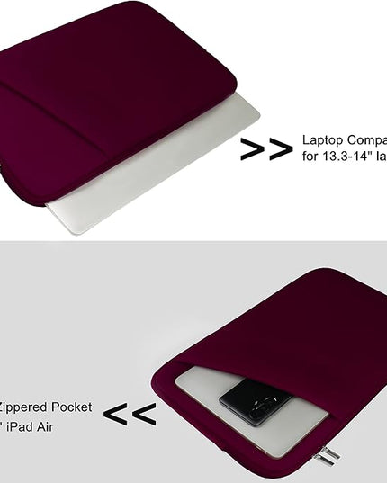 Laptop Sleeve Case 14 inch, Durable Carrying Bag Shockproof Protective Case Cover, Handbags Briefcase Laptop Bag Compatible with 14" MacBook Air/Pro HP Asus Lenovo Notebook Computer, Wine Red