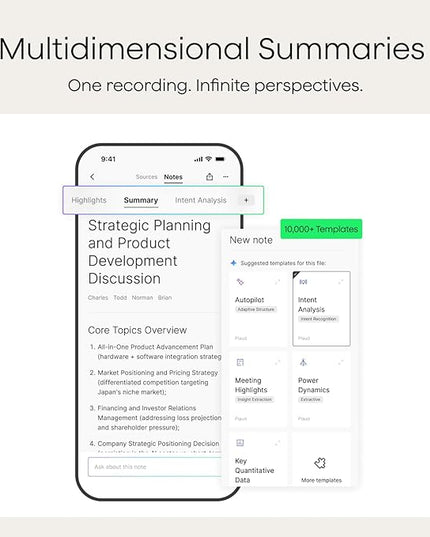 Plaud Note AI Voice Recorder, Voice Recorder w/Case, App Control, AI Transcribe & Summarize, Support 112 Languages, 64GB, Audio Recorder for Lectures, Meetings, Calls, Interview, Non-Pro Version