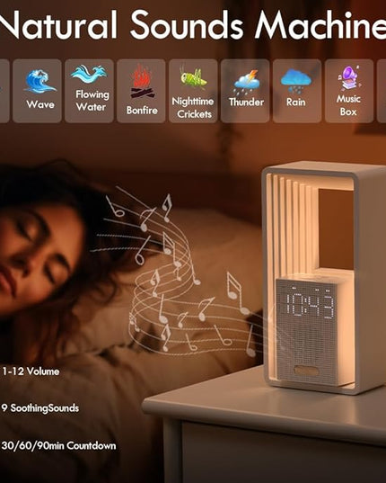 WILIT Digital Alarm Clock Sunrise, White Noise Sound Machine with Nightlight, 9 Sleep Aid Sounds Wake up Light for Heavy Sleepers, Dimmable Display, Snooze, USB Charging Port,Gifts for Women,Men,Teens