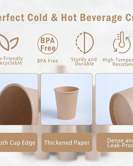 Lamosi 5 oz Paper Cups Disposable - 300 Count, Kraft Paper Cups for Bathroom Mouthwash, 5 ounce Espresso Coffee Cups for Home, Kitchen, Office