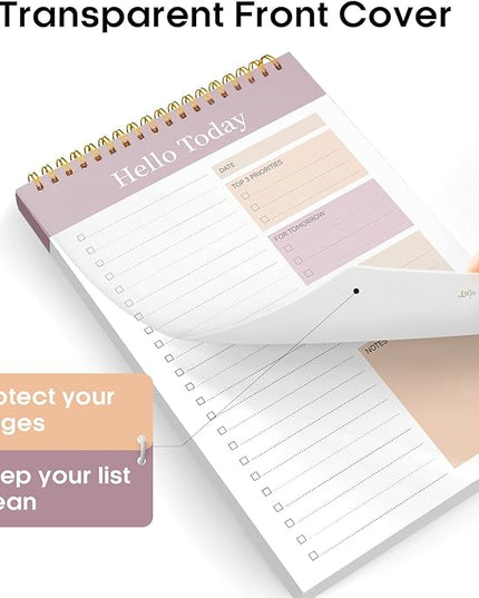 Taja To Do List Notepad - To Do List Notebook for Work with 52 Sheets, 9.8" x 6.5", Undated Daily Planner Perfect for Daily Tasks and Goal Setting, Notepad Suitable for Office, Home & School - Purple