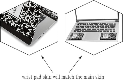 Laptop Skin Sticker Decal,12" 13" 13.3" 14" 15" 15.4" 15.6 inch Laptop Vinyl Skin Sticker Cover Art Protector Notebook PC (2 Wrist Pad Skins Included), Decorative Waterproof, Black Composition Book