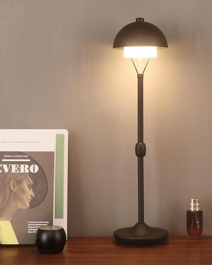 Modern Table Lamp Cordless Portable Desk Lamp, 2700K Stepless Dimming Rechargeable Battery Operated LED Lights for Bedroom, USB-C Charging, Restaurant/Bar/Night Light/Gifts (Sand Black)