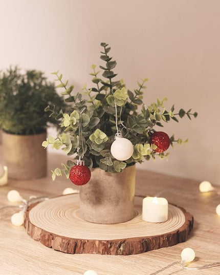 Fake Plants,3 Pack Small Artificial Plants Indoor Mini Potted Faux Plants For Home Decor,Eucalyptus Greenery Plastic Green Grass Fake Plants for Shelves Desk Bathroom Bedroom Farmhouse Shelf Decor