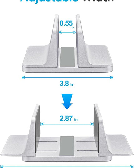 JARLINK Vertical Laptop Stand, Aluminum Laptop Holder Desktop Stand with Adjustable Dock Size (up to 17.3 inches) Compatible with All MacBook/Surface/Dell/Gaming Laptops (Silver)