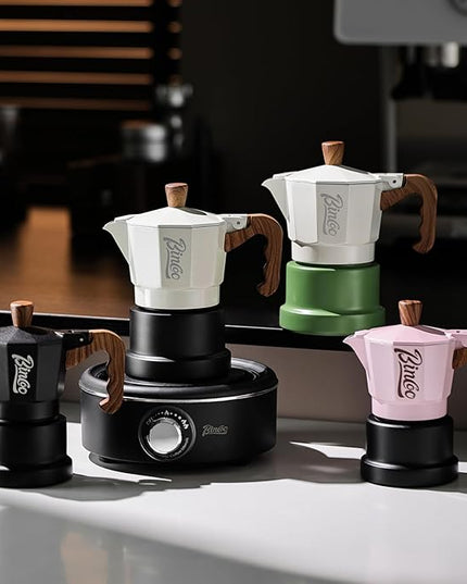 Bincoo Three Valve Espresso Maker Stovetop,Camping Moka Pot 2 Cup/120ML,Stove Top Espresso Italian Coffee Maker,Easy to Use