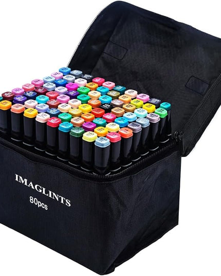 Alcohol Markers 80 Colors with Base Drawing Pen Dual Tip Art Markers for Sketch Anime Illustrations