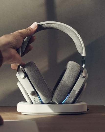 Fractal Design Scape Light - Wireless PC Gaming Headset - Detachable Flip-to-Mute Microphone with Noise Cancellation - Battery Life Up to 40 Hours - Configurable Ambient Lighting - Gray
