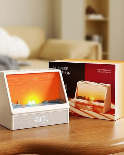 Sunrise Alarm Clock with Sound Machine for Bedrooms Heavy Sleepers,Smart Wake Up Light Sunrise Alarm Clock White Noise Machine for Adults Kids(White)