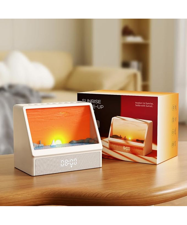 Sunrise Alarm Clock with Sound Machine for Bedrooms Heavy Sleepers,Smart Wake Up Light Sunrise Alarm Clock White Noise Machine for Adults Kids(White)