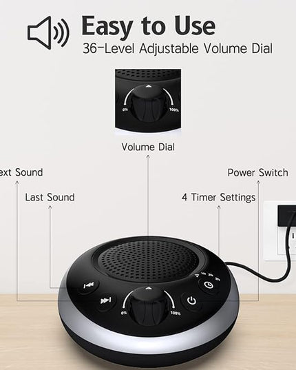 Sound Machine Loud White Noise Machine Nonstop Brown Noise Sleep Machine 30 Soothing Sounds for Baby Kids Adults Pink Noise Sounds Machine 36-Level Vol 4 Timer Memory Function for Home Travel Office