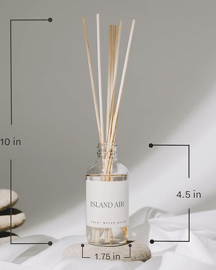 Sweet Water Decor Coastal Lemon Clear Reed Diffuser – Room Decor Aesthetic with Long-Lasting Premium Fragrance of Lemon, Sea Salt, Jasmine & Driftwood for 4 Months – Ideal for Home Décor