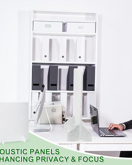 PATIKIL Desk Dividers 24" x 24", 1 Pack Desk Privacy Panel Freestanding Noise Reducing Partition Acoustic Panel with 2Pcs Support Feet for Testing Office Home Library, Pure White Style A