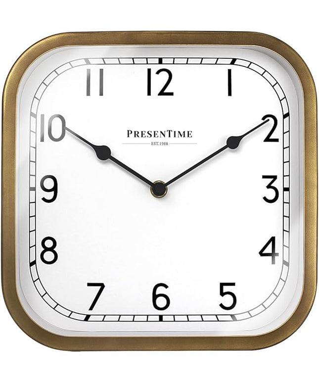 Presentime & Co 10" Anton Vintage Square Clock, Silent No Ticking, Wall & Mantel 2 in 1 Clock, Desk and Shelf Clock, Tabletop Décor, Antique Hamilton Gold