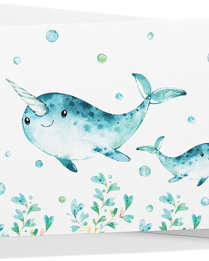 Twigs Paper - Assorted Ocean Animals Greeting Cards - Stationery Cards with Envelopes - Thank You Card - Blank Note Cards - Greeting Cards for All Occasions - Made in USA (5.5 x 4.25, Set of 12)
