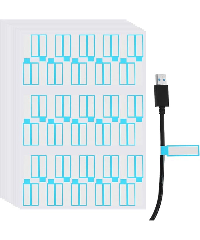 uxcell 300 Pcs Cable Labels, Waterproof Wire Cord Labels Tags, Cord Organizer Management Tags for Charger Cable Organizer Wire Markers Printer, Light Blue