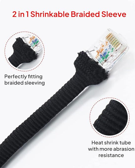 2 in 1 Heat Shrink Braided Sleeving Fabric Tubing-Ideal fit Irregular Shape Hose/Cable/Wire (3/8"(10mm), 40FT)