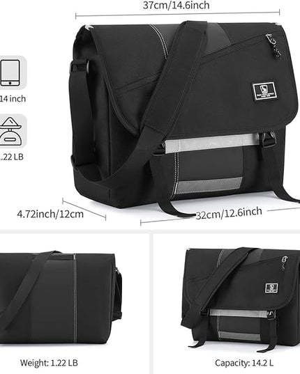 OIWAS Messenger Bag for Men, 14 Inch Laptop Crossbody Bags Women Casual Satchel Shoulder Bag College Travel Office Briefcase