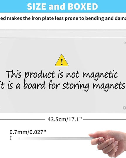 2Pack Magnetic Board,17.1" x 11.8" Magnet Display,for Magnets and Bulletin Board,Suitable for Wall, Refrigerator, Compartment, Cabinet etc,Comes with Dual Lock Tape for Easy Hanging (White