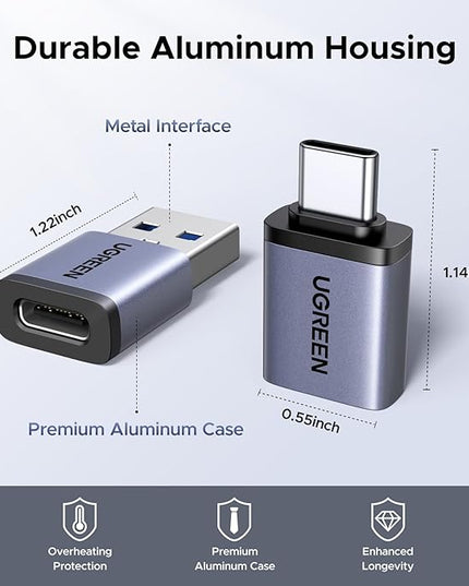 UGREEN USB to USB C Adapter & USB C to USB Adapter Combo 4-Pack, 10Gbps Type C USBC Adapter Compatible with MacBook, iPhone 17/16/15, iPad, Samsung Galaxy, Apple Watch