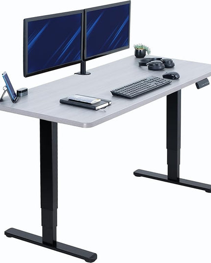 VIVO Electric 60 x 24 in Dual Motor Sit Stand Desk, Memory Height Adjustment, 2B Series, Dark Gray Top Black Frame, DESK-KIT-2B6G
