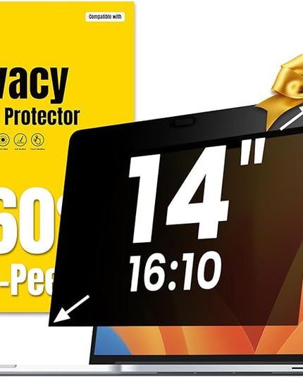 F FORITO 14 Inch 16:10 Laptop Privacy Screen Protector, 360° Anti Peeping and Anti Glare Laptop Privacy Shield Compatible with All 14" Laptops with 16:10 Aspect Ratio