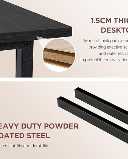 PayLessHere | 39 Inch Computer Desk | Black | Office Desk with Metal Frame, Adjustable Feet | Water-Resistant, Scratchproof Surface | Sturdy Writing Table for Home Office or Study | Pack of 1