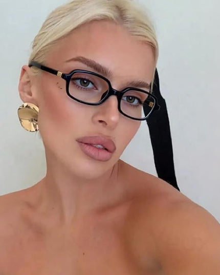 hnbliv Retro Rectangle Blue Light Blocking Glasses for Women 90s Fake Eyeglasses Y2K Fashion Computer Glasses Tortoise Frame