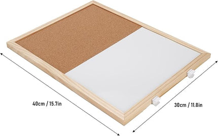 WALFRONT 2PCS Combination Bulletin Corkboard Whiteboard 30x40cm Magnetic Dry Erase Board and Cork Display Board for Home Office School Wall Organization