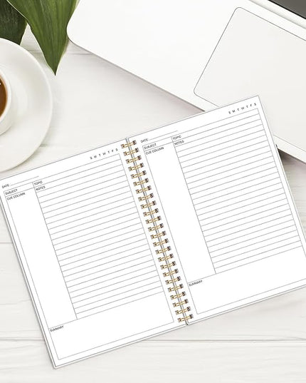 Yaridar A5 Cornell Notes Notebook - College Spiral Cornell Notebooks for Note Taking, Subject College Ruled Steno Pads for Office/School/Home, 5.8" x 8.5", Black Flower